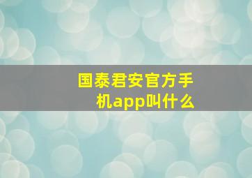 国泰君安官方手机app叫什么