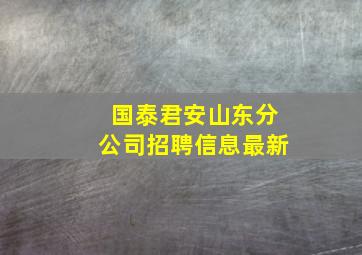 国泰君安山东分公司招聘信息最新