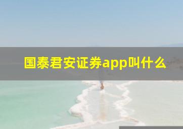 国泰君安证券app叫什么