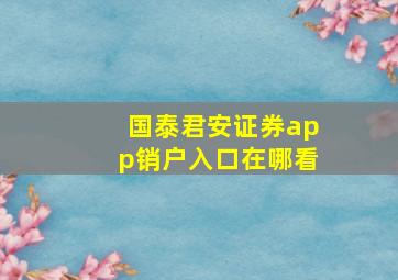 国泰君安证券app销户入口在哪看