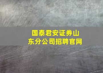 国泰君安证券山东分公司招聘官网