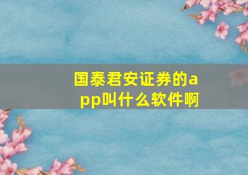 国泰君安证券的app叫什么软件啊