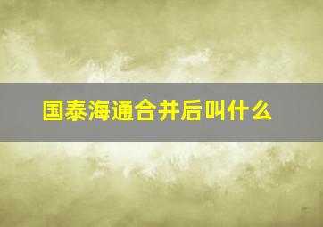 国泰海通合并后叫什么