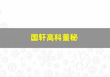 国轩高科董秘