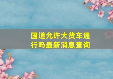 国道允许大货车通行吗最新消息查询