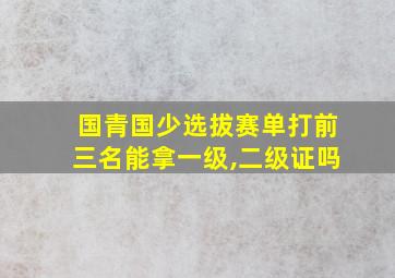 国青国少选拔赛单打前三名能拿一级,二级证吗