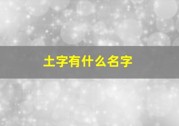 土字有什么名字