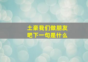 土豪我们做朋友吧下一句是什么