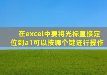 在excel中要将光标直接定位到a1可以按哪个键进行操作