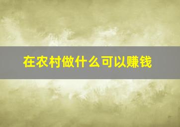 在农村做什么可以赚钱