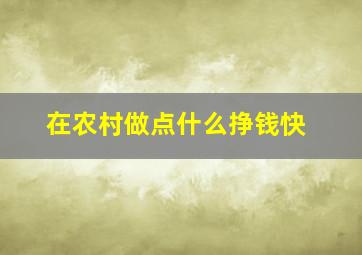 在农村做点什么挣钱快