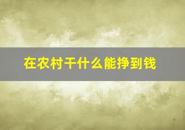 在农村干什么能挣到钱