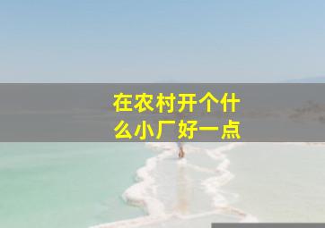 在农村开个什么小厂好一点