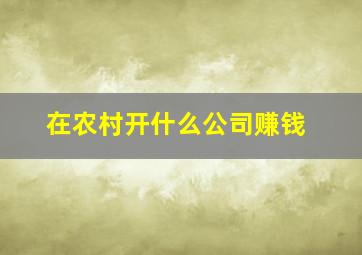 在农村开什么公司赚钱