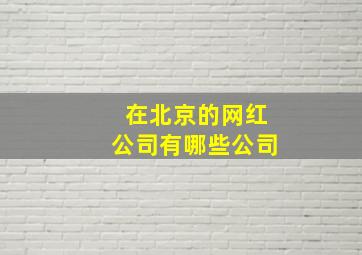 在北京的网红公司有哪些公司