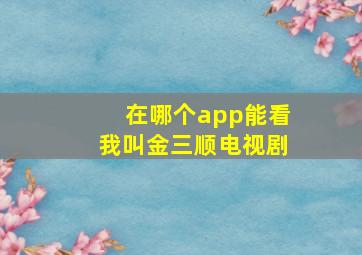 在哪个app能看我叫金三顺电视剧