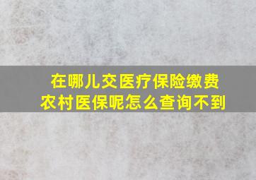 在哪儿交医疗保险缴费农村医保呢怎么查询不到