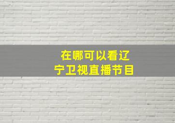 在哪可以看辽宁卫视直播节目