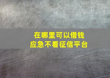 在哪里可以借钱应急不看征信平台