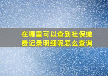 在哪里可以查到社保缴费记录明细呢怎么查询