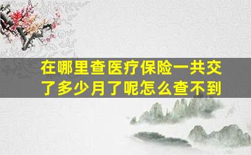 在哪里查医疗保险一共交了多少月了呢怎么查不到