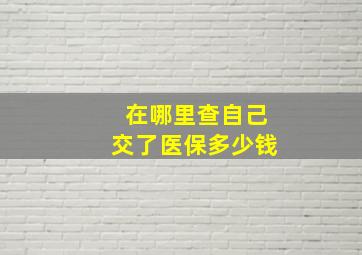 在哪里查自己交了医保多少钱