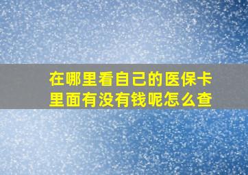 在哪里看自己的医保卡里面有没有钱呢怎么查