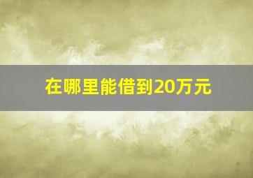 在哪里能借到20万元