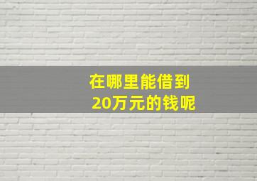 在哪里能借到20万元的钱呢