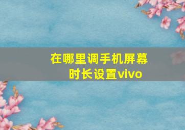 在哪里调手机屏幕时长设置vivo