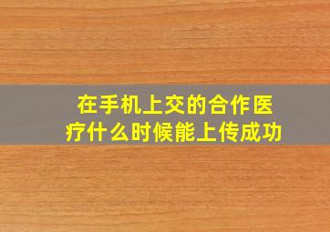 在手机上交的合作医疗什么时候能上传成功