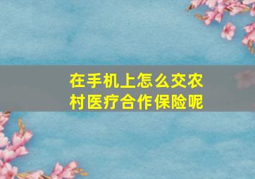 在手机上怎么交农村医疗合作保险呢