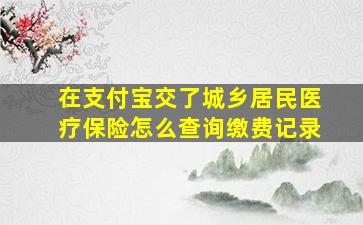 在支付宝交了城乡居民医疗保险怎么查询缴费记录