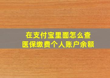 在支付宝里面怎么查医保缴费个人账户余额