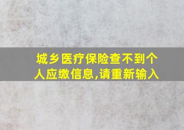 城乡医疗保险查不到个人应缴信息,请重新输入