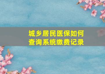 城乡居民医保如何查询系统缴费记录