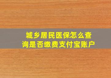 城乡居民医保怎么查询是否缴费支付宝账户