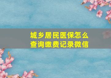 城乡居民医保怎么查询缴费记录微信