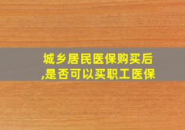 城乡居民医保购买后,是否可以买职工医保