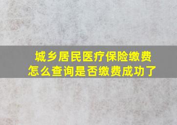 城乡居民医疗保险缴费怎么查询是否缴费成功了