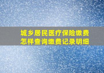 城乡居民医疗保险缴费怎样查询缴费记录明细