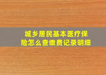 城乡居民基本医疗保险怎么查缴费记录明细