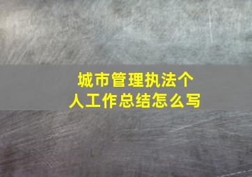 城市管理执法个人工作总结怎么写