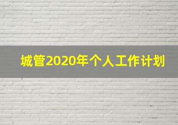 城管2020年个人工作计划