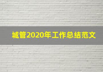 城管2020年工作总结范文