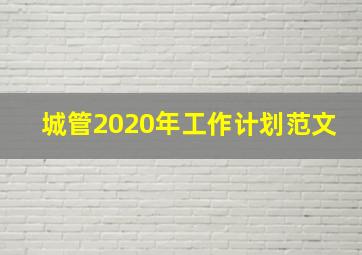 城管2020年工作计划范文