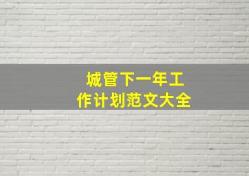 城管下一年工作计划范文大全