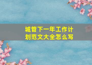 城管下一年工作计划范文大全怎么写