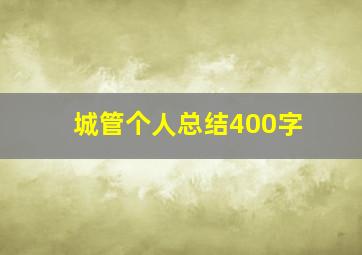 城管个人总结400字