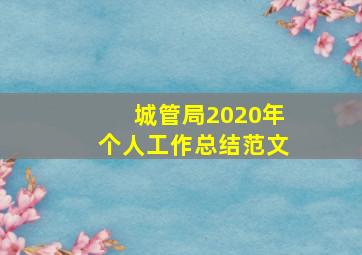 城管局2020年个人工作总结范文